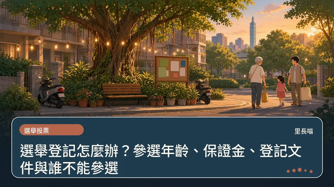 選舉登記怎麼辦?參選年齡、保證金、登記文件與誰不能參選主題插畫
