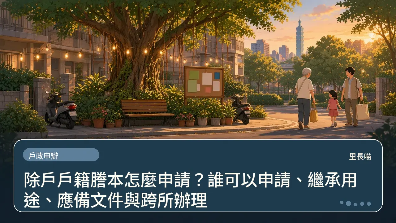除戶戶籍謄本怎麼申請?誰可以申請、繼承用途、應備文件與跨所辦理主題插畫