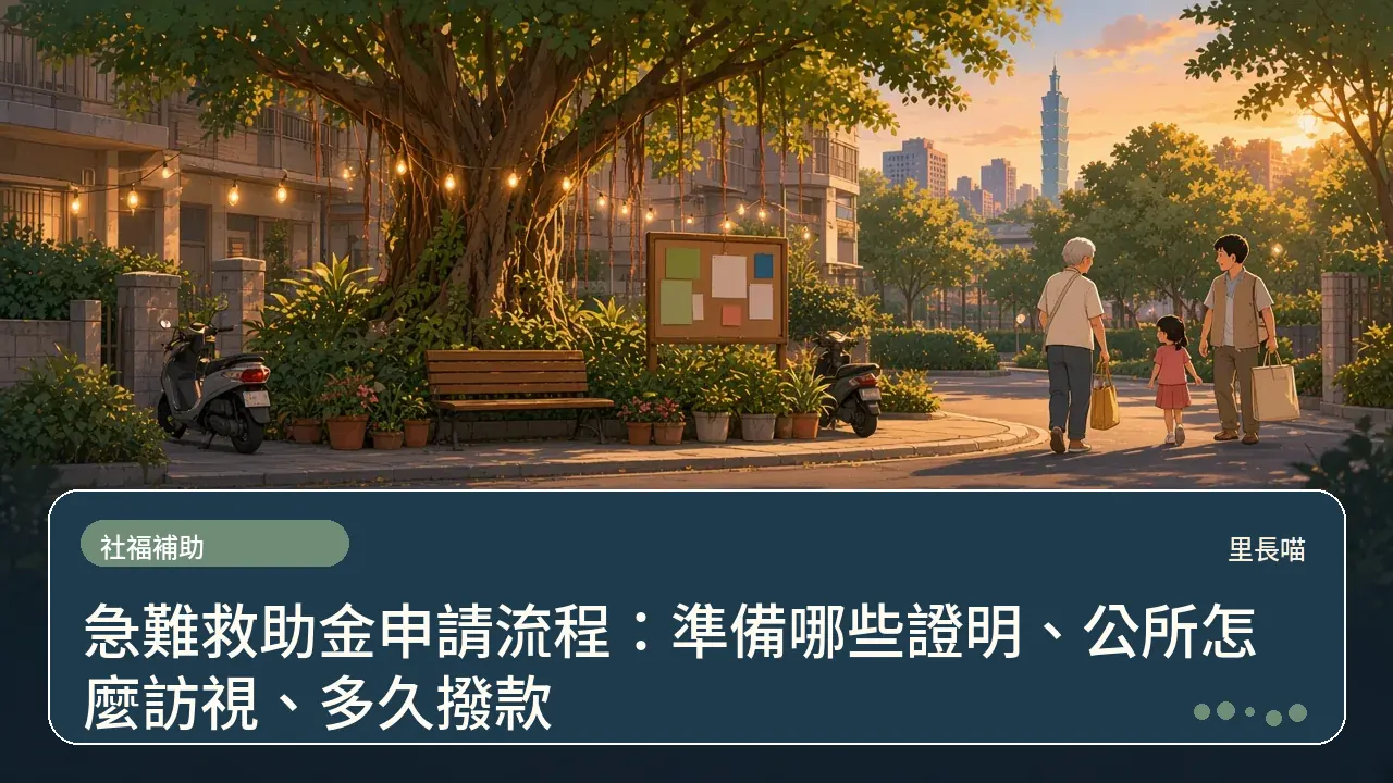 急難救助金申請流程:準備哪些證明、公所怎麼訪視、多久撥款主題插畫