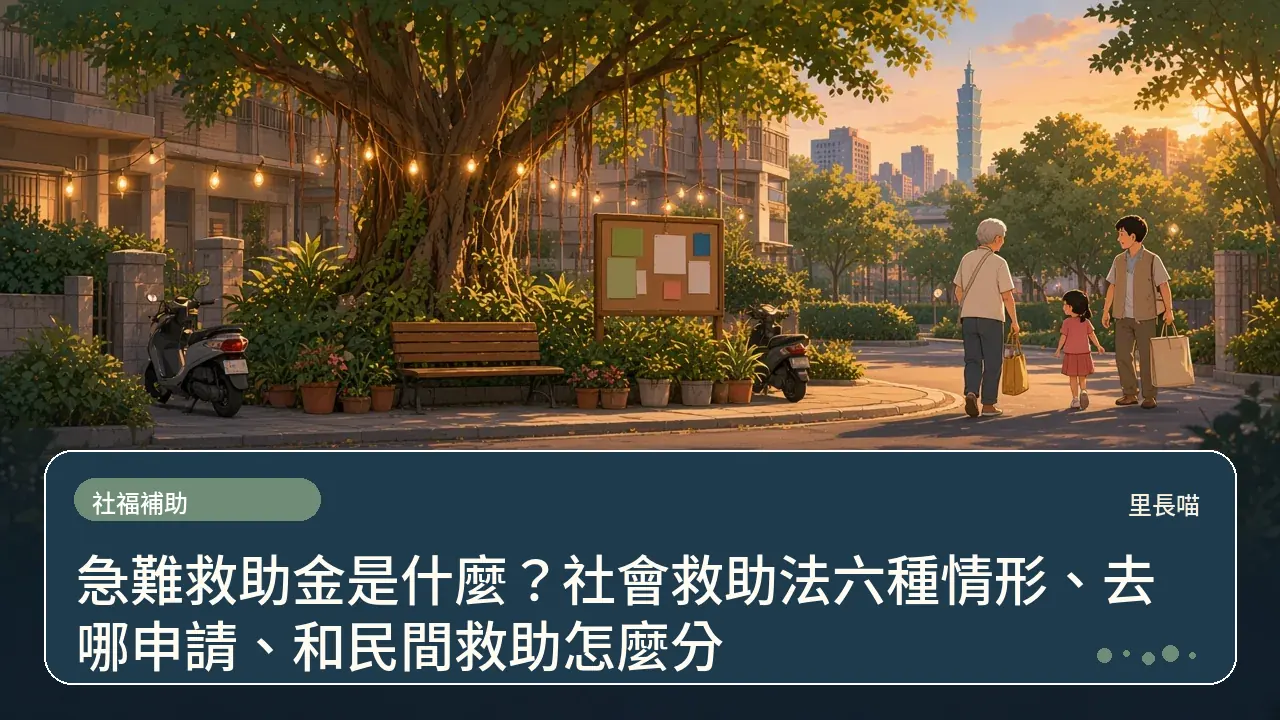 急難救助金是什麼?社會救助法六種情形、去哪申請、和民間救助怎麼分主題插畫