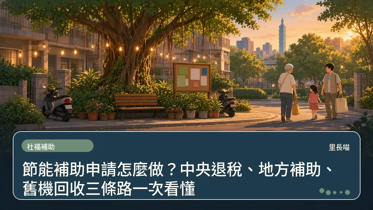節能補助申請怎麼做?中央退稅、地方補助、舊機回收三條路一次看懂主題插畫
