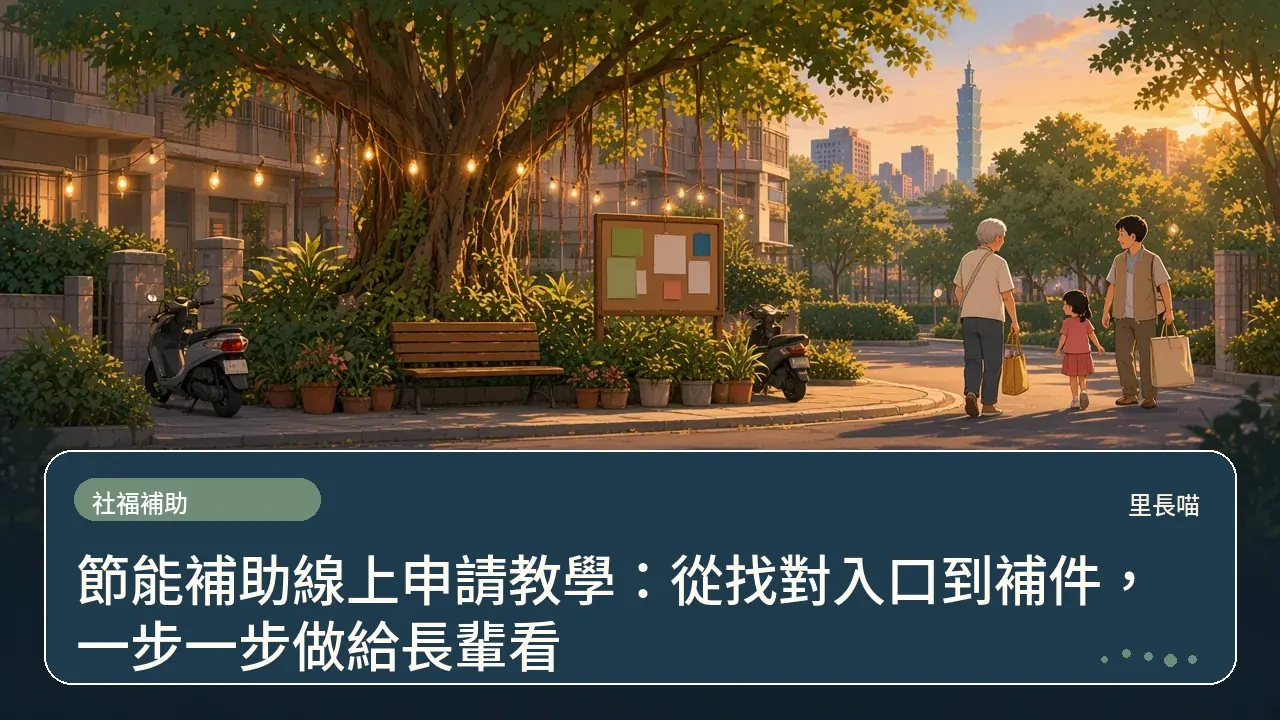 節能補助線上申請教學:從找對入口到補件,一步一步做給長輩看主題插畫