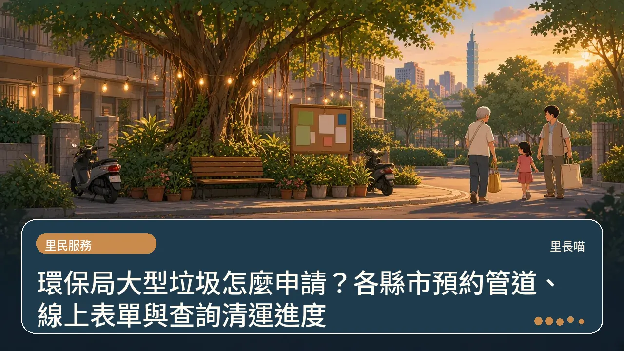 環保局大型垃圾怎麼申請?各縣市預約管道、線上表單與查詢清運進度主題插畫