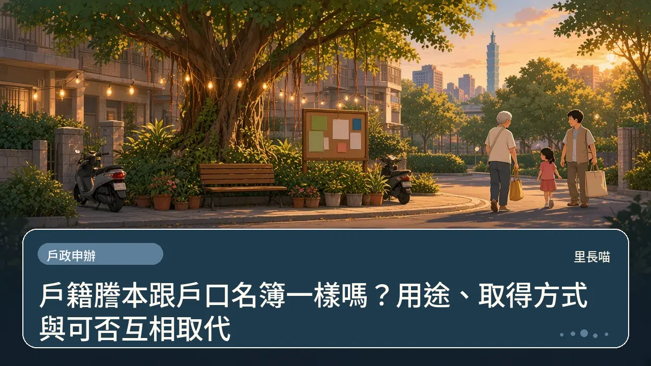 戶籍謄本跟戶口名簿一樣嗎?用途、取得方式與可否互相取代主題插畫