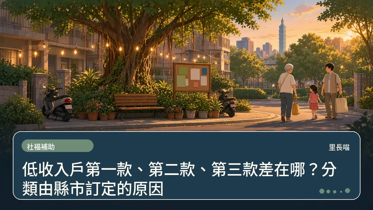 低收入戶第一款、第二款、第三款差在哪?分類由縣市訂定的原因主題插畫