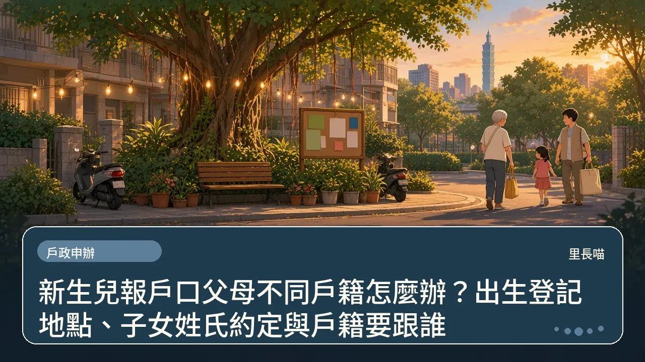 新生兒報戶口父母不同戶籍怎麼辦?出生登記地點、子女姓氏約定與戶籍要跟誰主題插畫