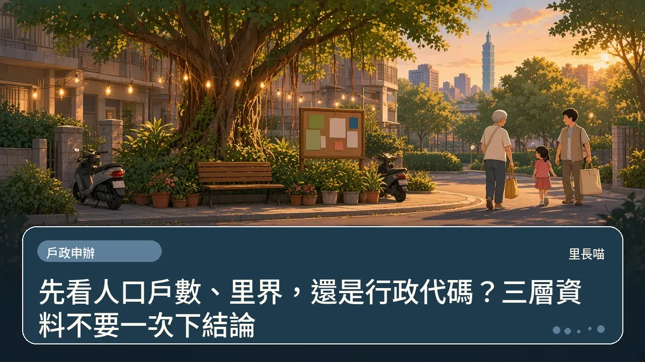 先看人口戶數、里界,還是行政代碼?三層資料不要一次下結論主題插畫