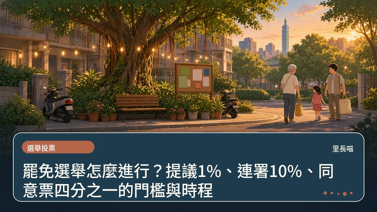 罷免選舉怎麼進行?提議1%、連署10%、同意票四分之一的門檻與時程主題插畫