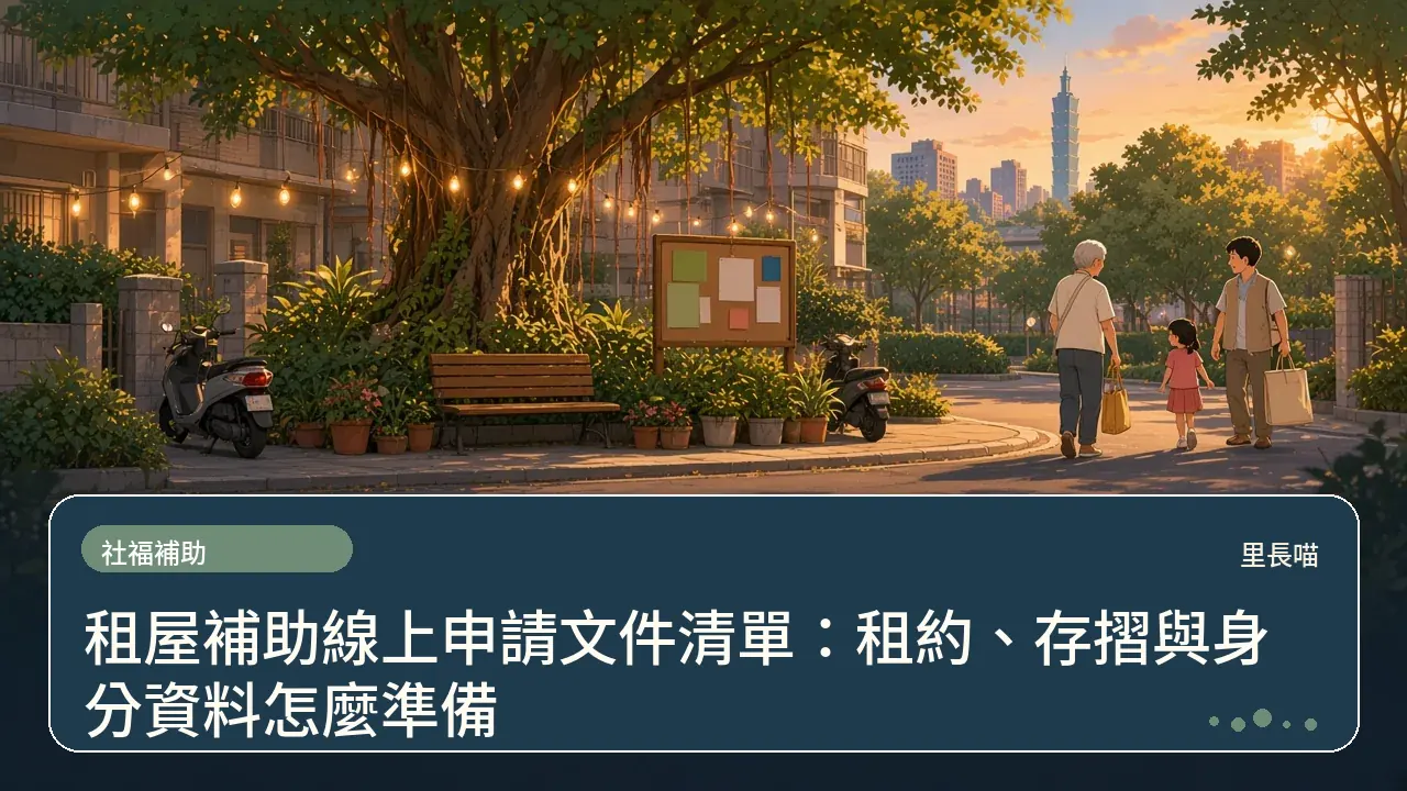 租屋補助線上申請文件清單:租約、存摺與身分資料怎麼準備主題插畫