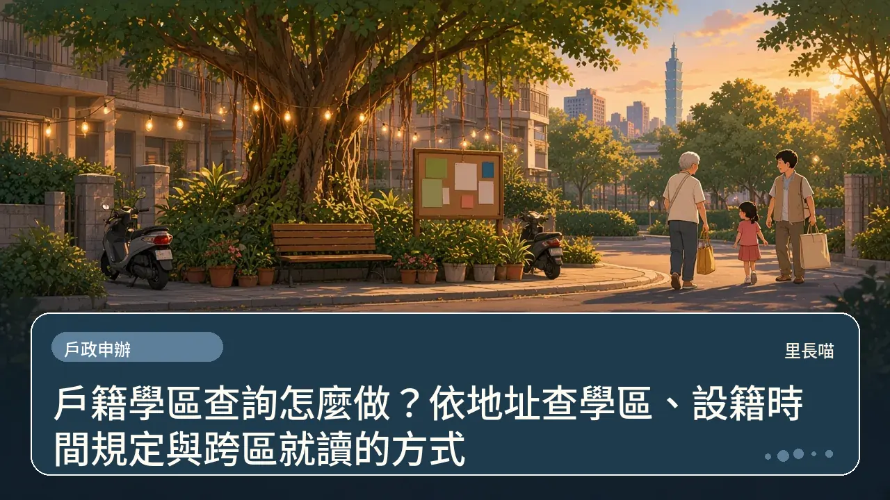 戶籍學區查詢怎麼做?依地址查學區、設籍時間規定與跨區就讀的方式主題插畫