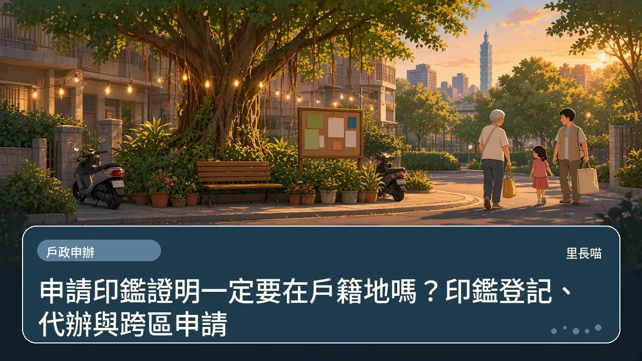 申請印鑑證明一定要在戶籍地嗎？印鑑登記、代辦與跨區申請主題插畫