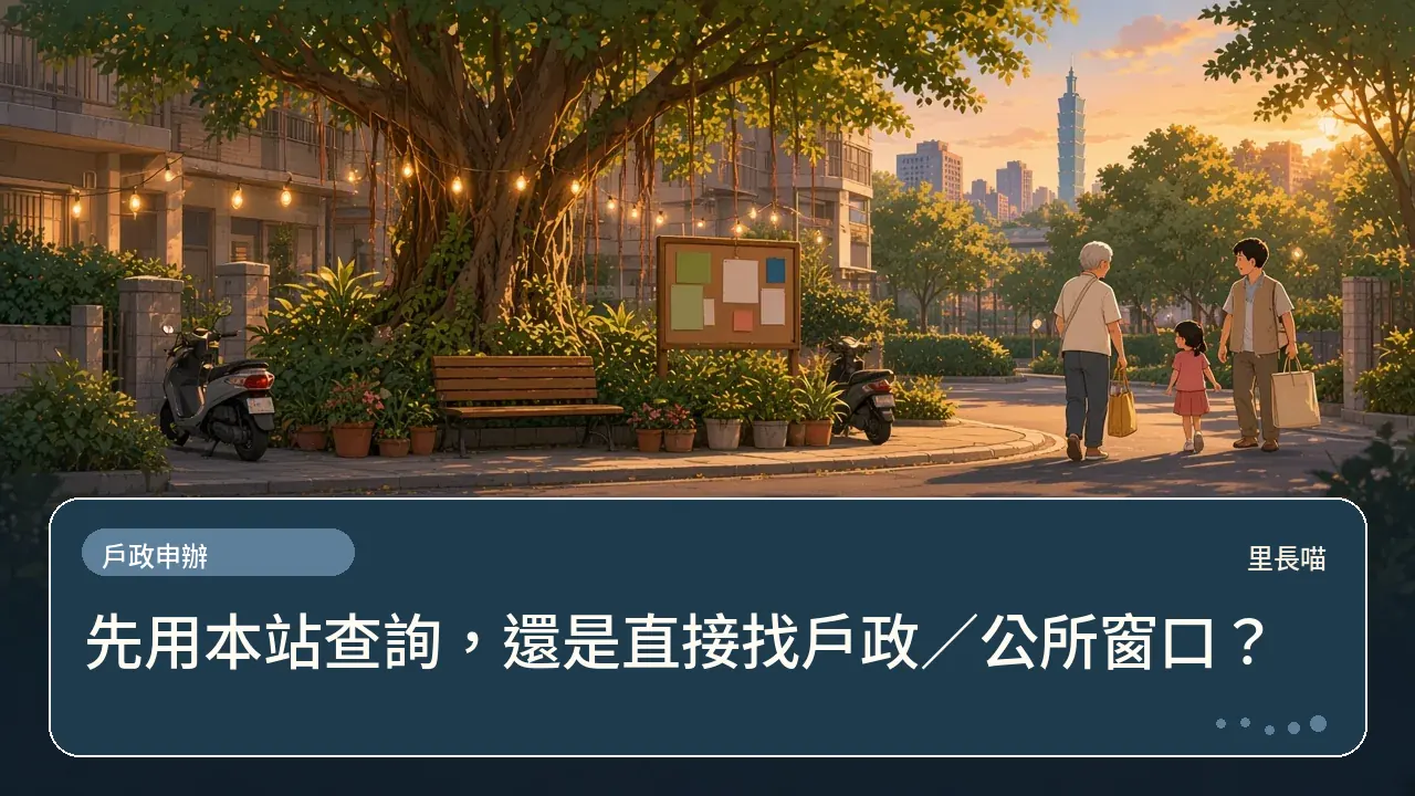 先用本站查詢,還是直接找戶政/公所窗口?主題插畫